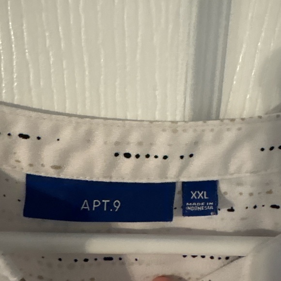 Apt. 9 Sleeveless Zip Front Blouse XXL White Black Speckled Print - Picture 2 of 3